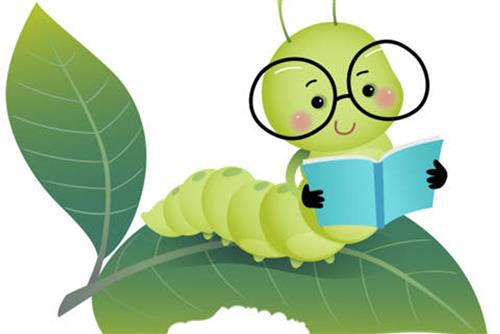 Caterpillar reading (decorative)